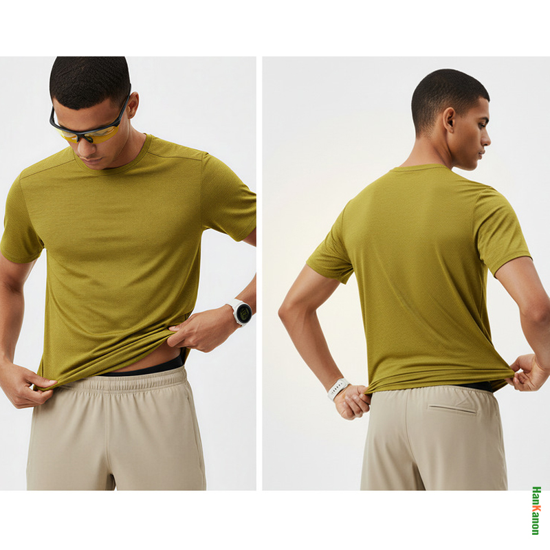 T-shirt de course d'été : léger, à séchage rapide et anti-humidité, performance extérieure, unisexe, à manches courtes et col rond