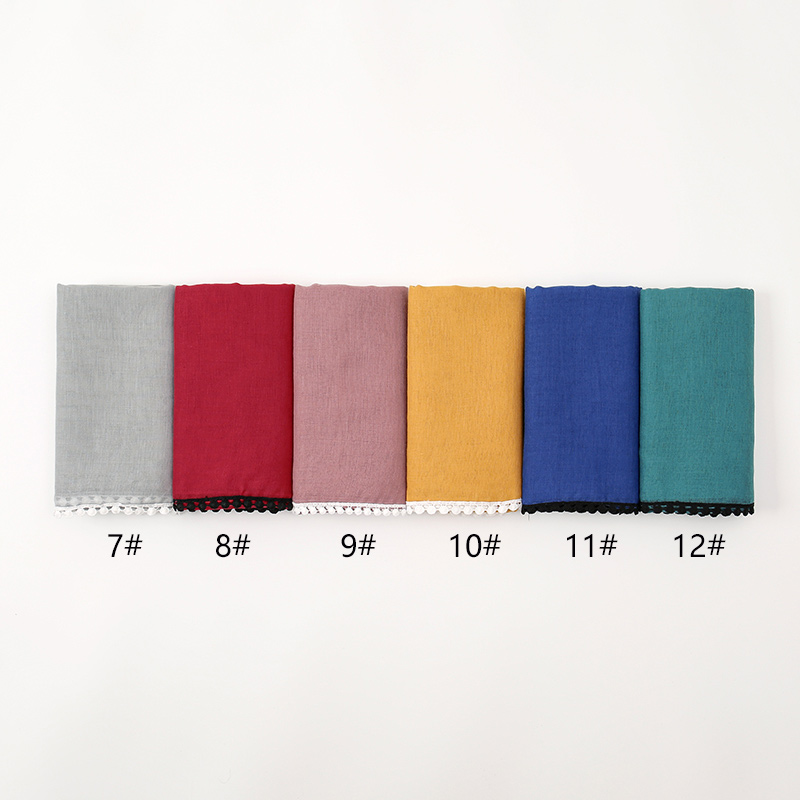 Foulard Hijab Musulman en Coton et Dentelle, Long Châle, Écharpe de Sauna, Bandeau, Nouveauté