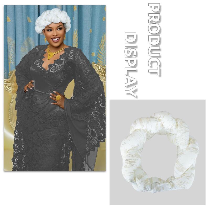 Bandeau tressé surdimensionné pour femme, accessoire de coiffure pour mariage et fête, turban, coiffe Auto Gele