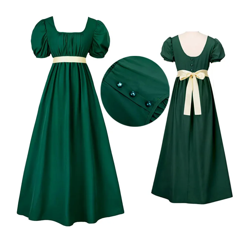 Robes pour femmes avec ceinture en Satin, manches bouffantes à volants, taille Empire, robe de soirée thé pour femmes, 2024