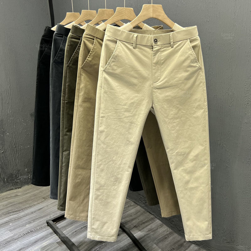 Pantalon en coton respirant monochrome pour homme, pantalon d'affaires confortable, haute qualité, nouvelle mode, printemps et automne, 36, 2024