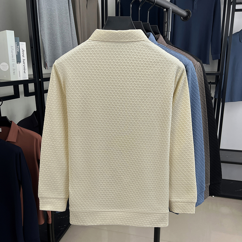 Polo de luxe pour homme, nouvelle collection, haute qualité, manches longues, broderie jacquard, t-shirt à revers, mode affaires et loisirs, vêtements pour hommes
