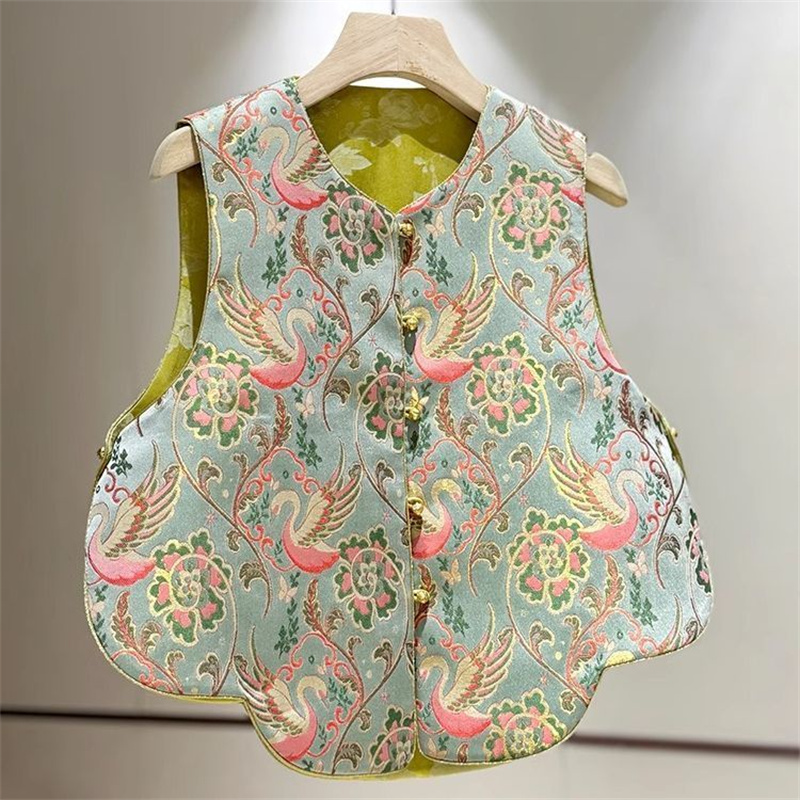 Gilet femme vestes femme nouveau gilet brodé portant un Joker chinois d'été Style National Style National manteau d'été pour femme