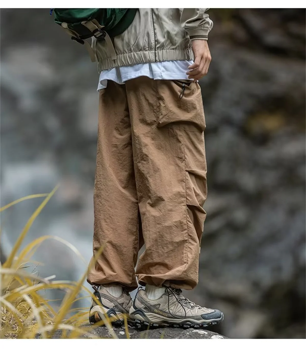 Pantalon Cargo Homme Imperméable Printemps-Automne Style Hip Hop Montagne Décontracté Harajuku Noir pour le Travail et l'Extérieur