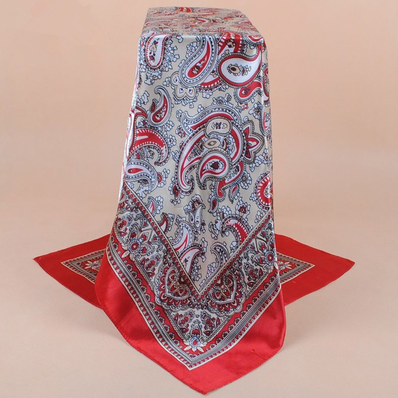 Foulard carré en soie pour femmes, marque de luxe, Foulard en Satin, Bandana doux, Hijab, pour cheveux, 90x90cm