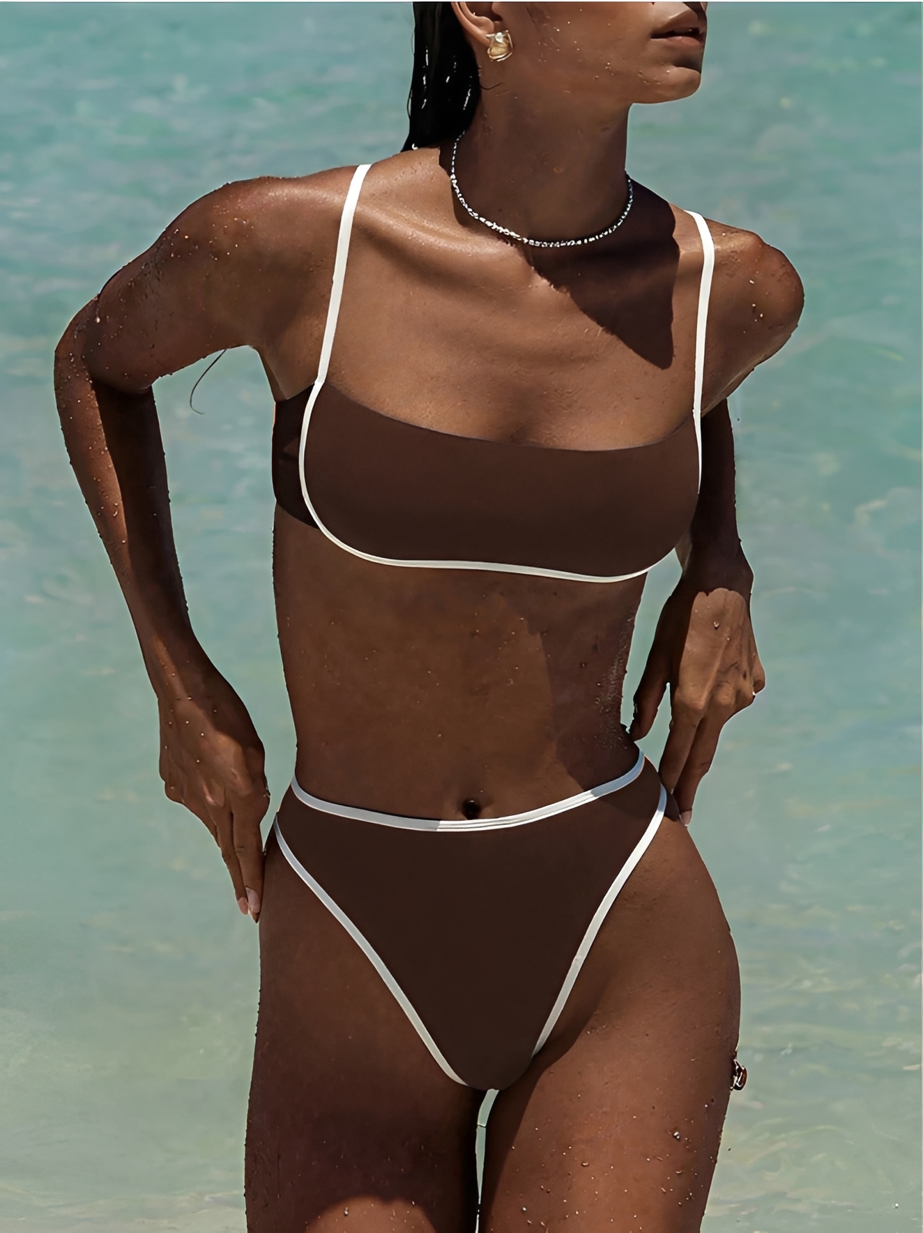 Ensemble bikini sportif deux pièces 2026, maillot de bain uni rembourré pour femme, tenue de plage
