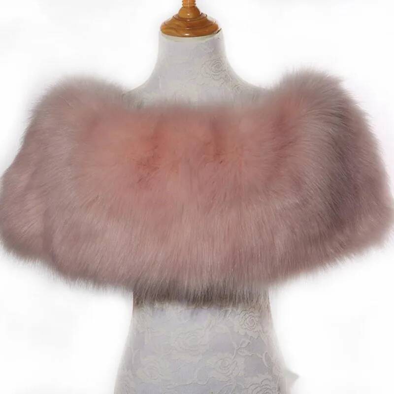 Hiver fourrure châle enveloppes femme élastique fausse fourrure de renard pull Cape élégante longue fourrure épaule couverture pour les femmes épaissi