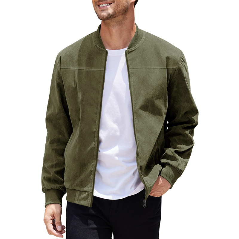 Nouvelle veste décontractée pour homme en daim, style européen et américain, grande taille, col montant zippé, collection automne