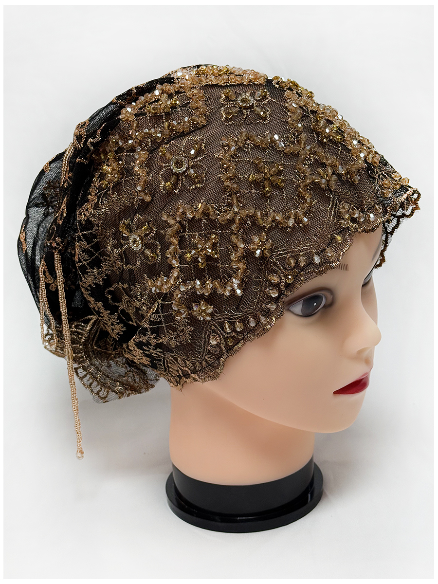 Couvre-tête en tissu maille, brodé à la main, chaîne de perles suspendue, chapeau en acrylique, dubaï, nouveau chapeau de culte arabe musulman, 2025