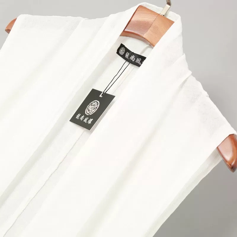 Mode coréenne noir blanc sans manches Cardigan Long gilet homme femme été décontracté mince cape gilet