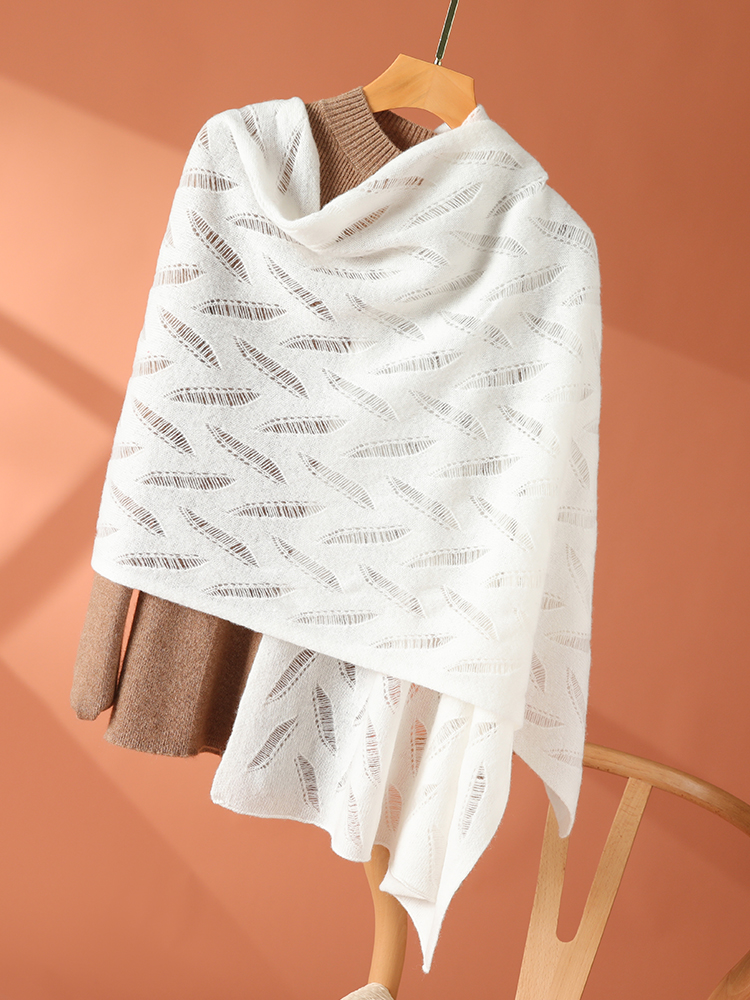 Nouveau femmes 100% laine mérinos châle écharpe automne hiver luxe chèvre cachemire tricots grâce bureau dame cachemire pull feuille hawl