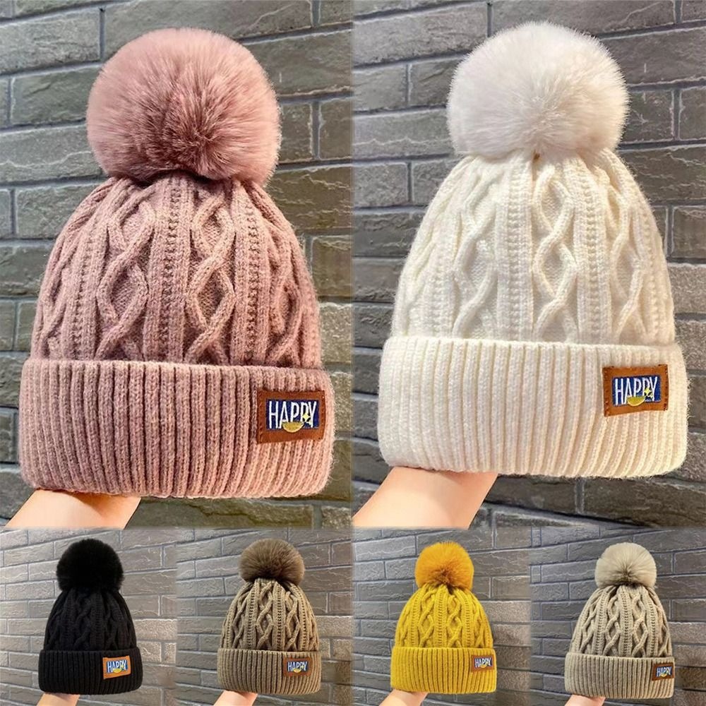 Chapeau d'hiver épais élégant garder au chaud bonnet chapeaux casquette tricotée femmes pompons chapeau Protection des oreilles