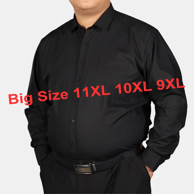 Grande taille 11XL 10XL 9XL nouveaux chemises sociales pour hommes à manches longues affaires classique bureau formel noir blanc chemises habillées hommes vêtements