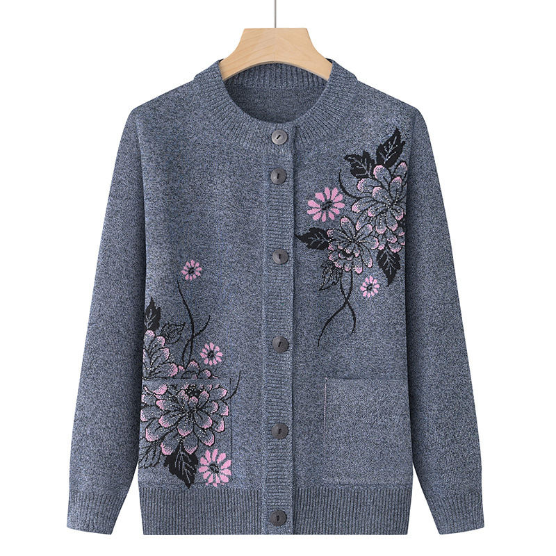 Vêtements coréens pour femmes, Cardigan tricoté en laine imprimé, manteau pour mère d'âge moyen, hauts en tricot, veste pull Vintage pour grand-mère, nouvelle collection