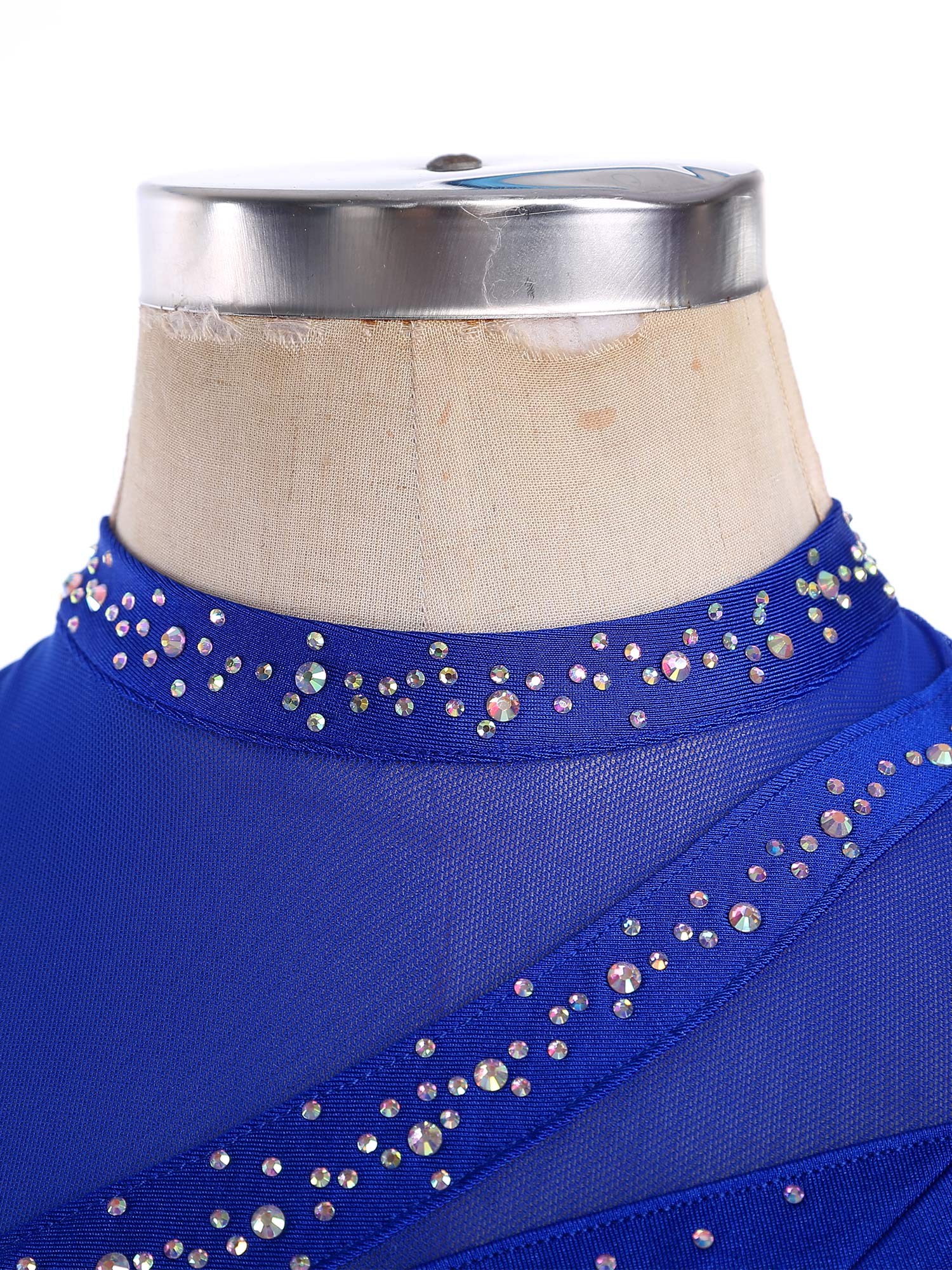 Robe justaucorps de Ballet pour femmes, danse froncée, vêtements de danse contemporaine moderne, sans manches, strass, dos nu, Costume de danse lyrique