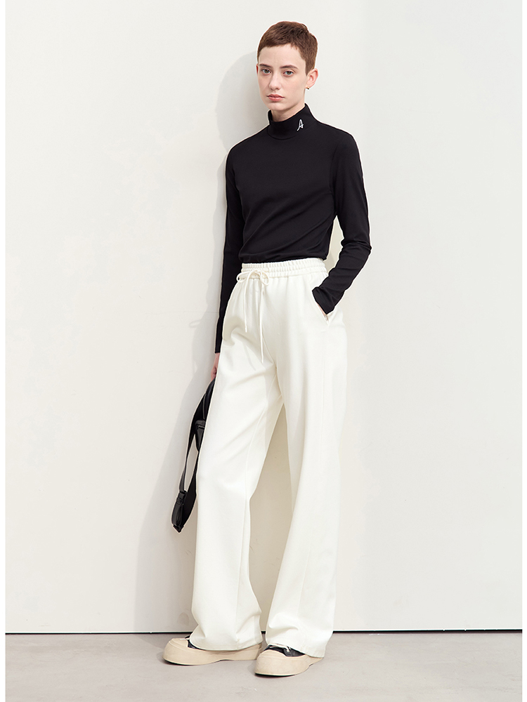 AMII minimalisme pantalons décontractés pour femmes 2025 automne jambe large nouveau ample Vertical taille élastique cordon pantalon sportif 12343338