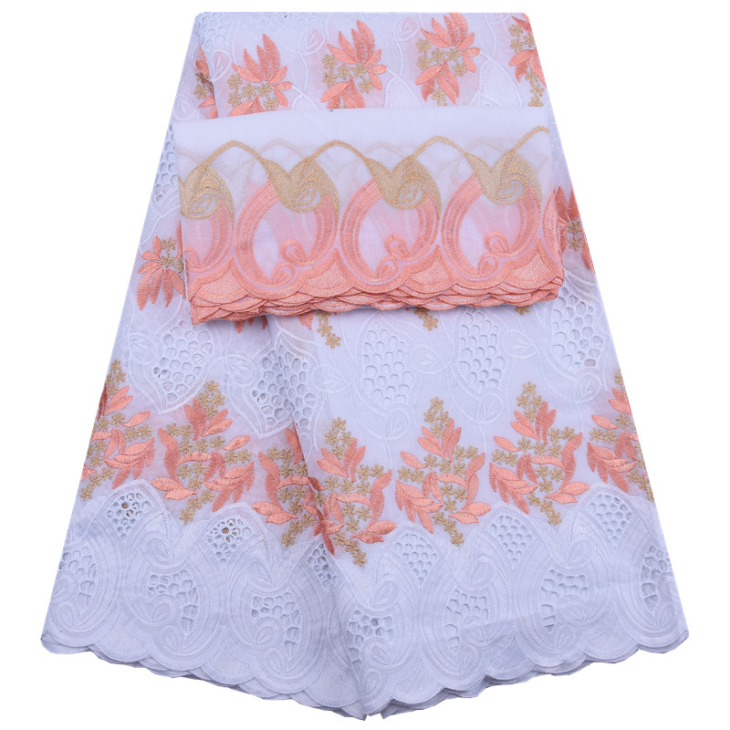 Tissu africain en dentelle de coton brodé de dubaï, 2 + 5 Yards, pour robe de mariée de haute qualité, 5 Yards, pour femmes, 2024