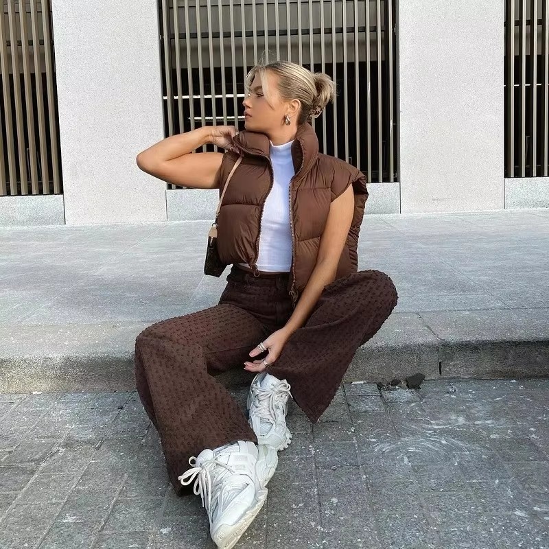 Gilet Femme Tendance Automne Hiver 2026 – Nouveauté Élégante à Col Montant, Manteau Chaud Décontracté avec Ceinture, Sans Manches