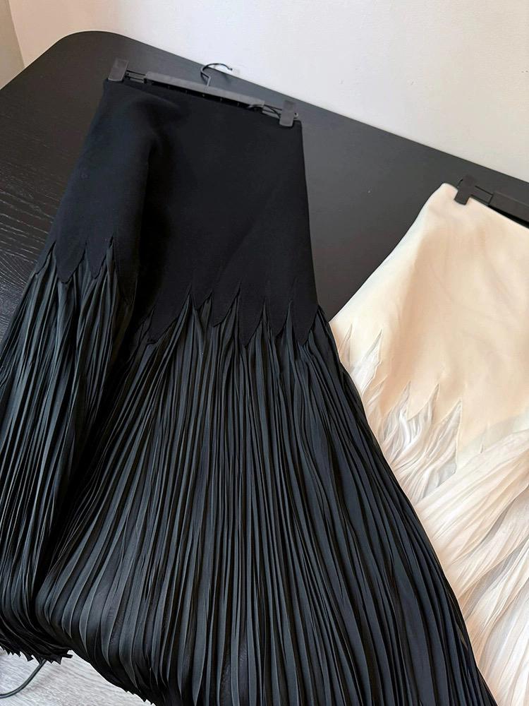 Robe de soirée longue plissée patchwork pour femme, jupe taille haute, mode coréenne, design élégant, français, rétro, fête