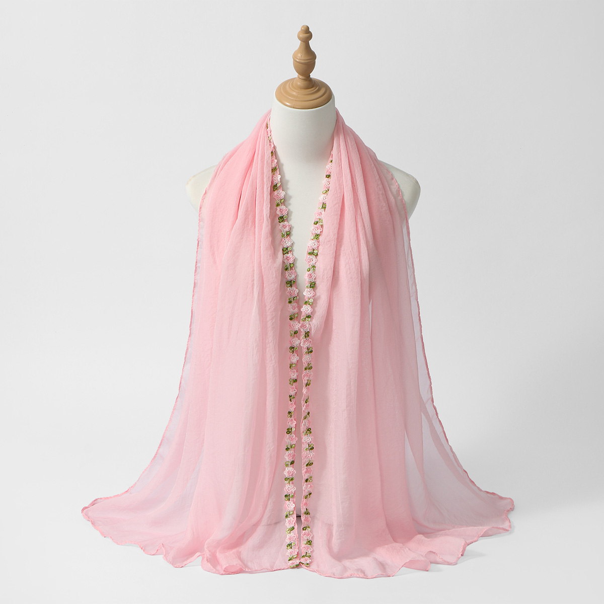 Châles longs en mousseline brodée tendance pour femmes, turban uni de qualité supérieure, foulard de Ramadan, châle malaisien, couvre-chefs