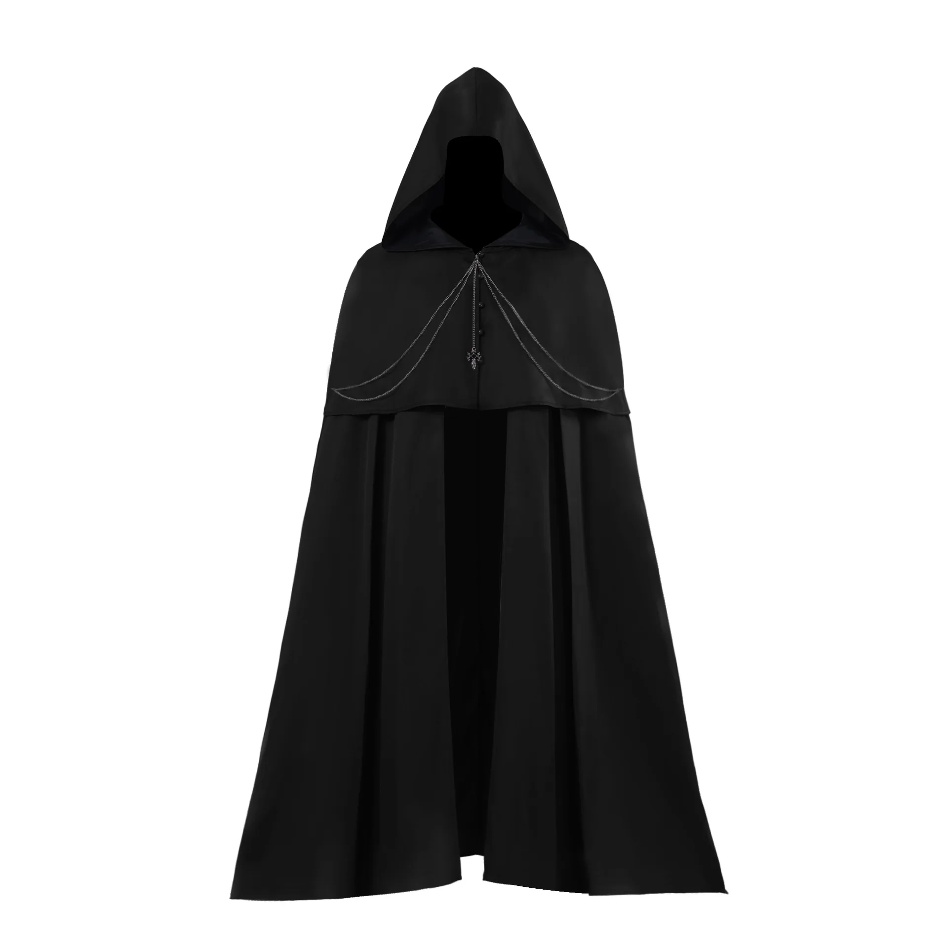 Vêtements médiévaux, cape, robe, costume steampunk, tenue gothique à capuche, costume de vampire, chevalier noir, guerrier, cosplay pour adulte