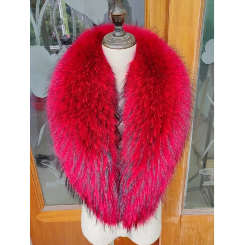 Col de fourrure de raton laveur femme hiver col de fourrure manteau veste châle femmes col de fourrure foulards cou plus chaud foulards de fourrure naturelle