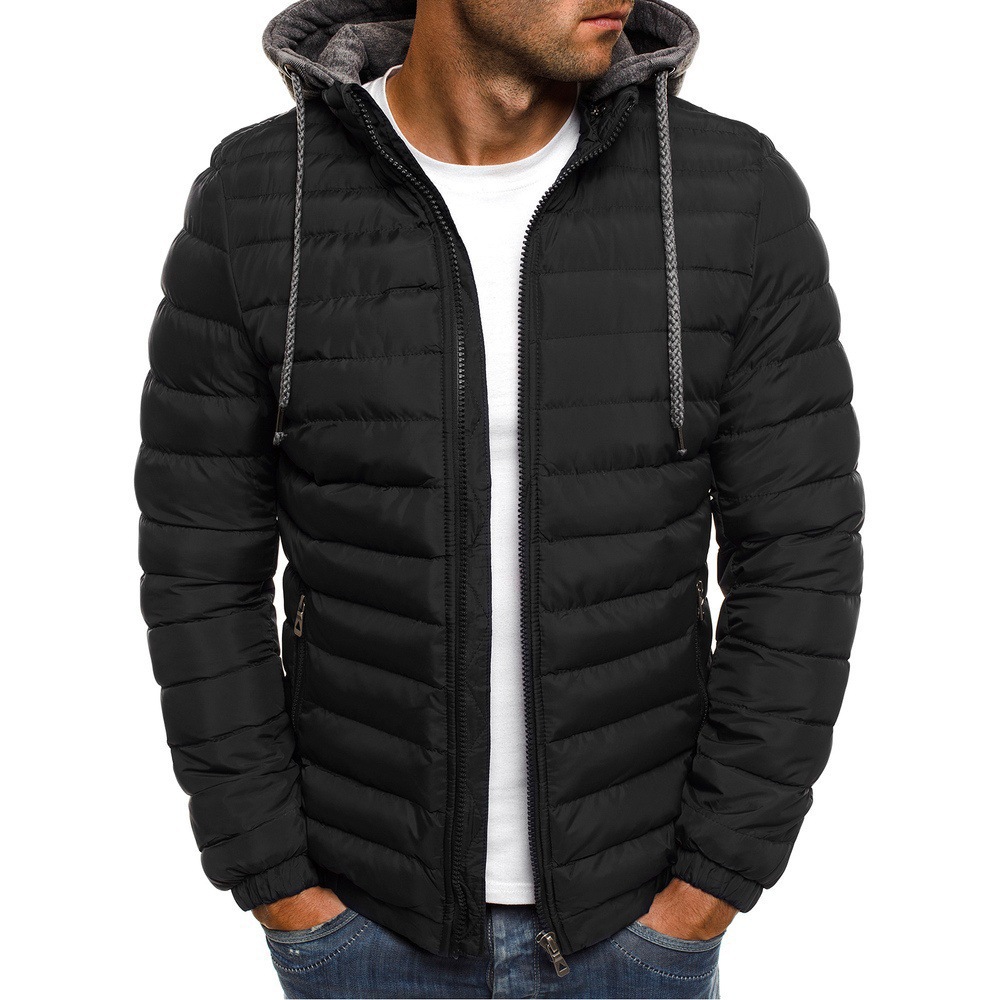 Coréen hommes coton Pad Parka manteau automne hiver mâle solide chaud à capuche zippé manteaux à capuche BSD-M-05