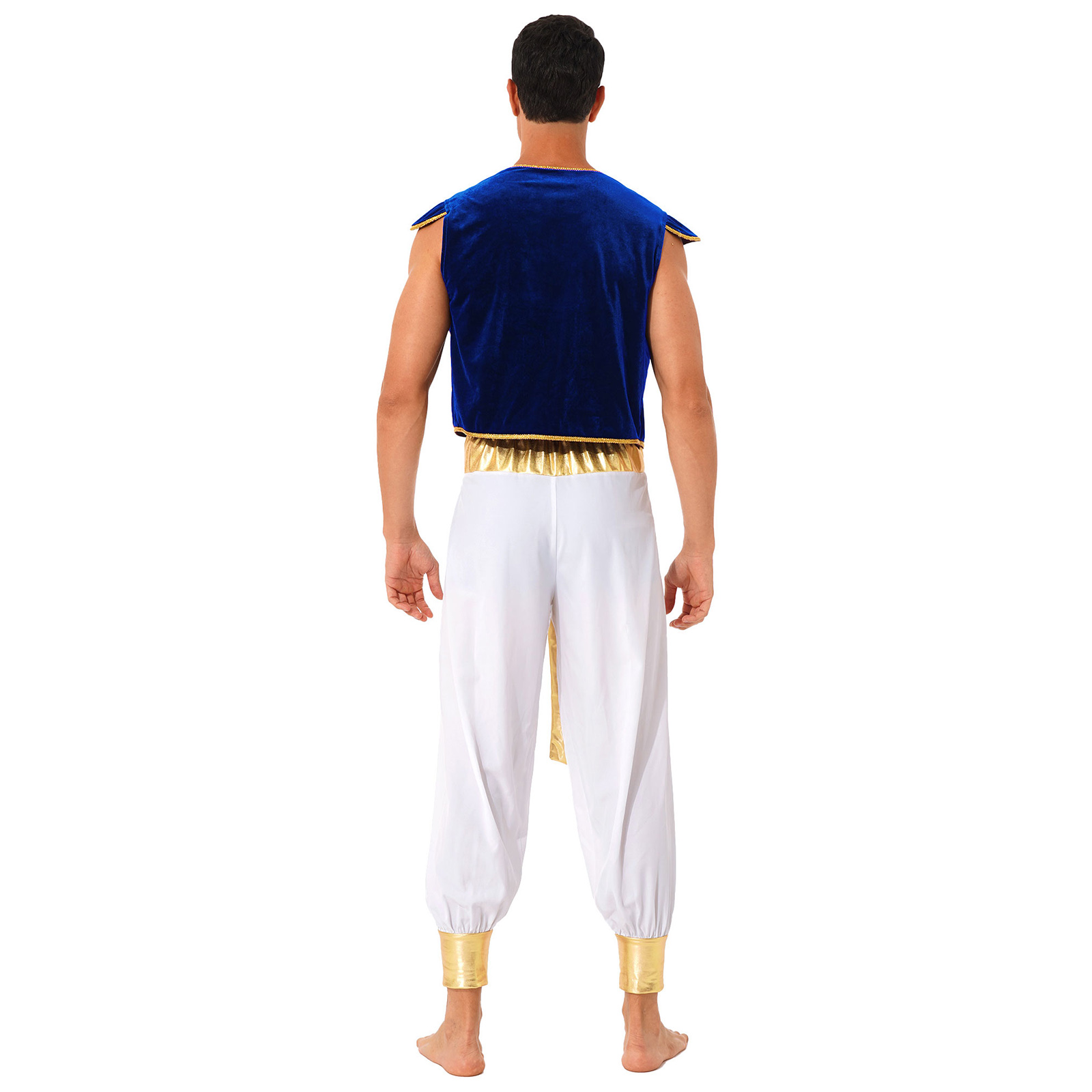 Costume de Prince arabe d'halloween pour hommes, tenue de fête à thème mythique Aladin, déguisement de Cosplay, gilet avec pantalon ceinturé