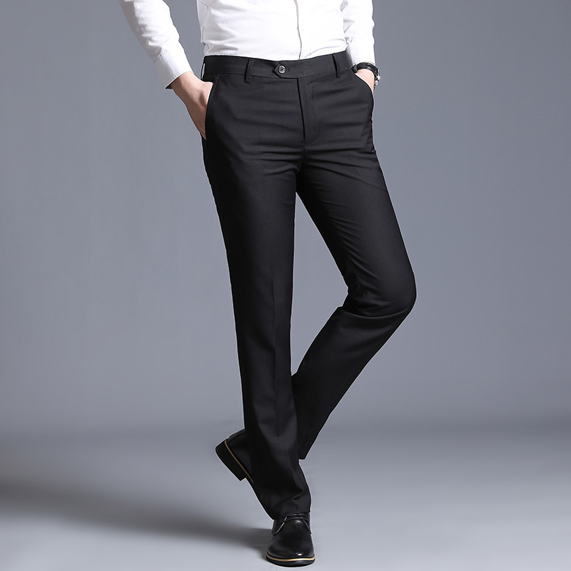 [2024] [Style Business] Nouveau pantalon de costume élégant pour homme, couleur unie, coupe décontractée, pantalon long et ajusté