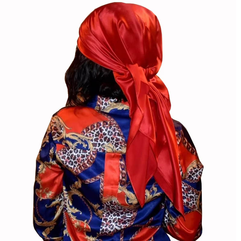Foulards carrés en soie pour femmes, 90cm, Hijab, mouchoir uni, châles enveloppants, foulard de tête, bandeau féminin, Bandanna islamique