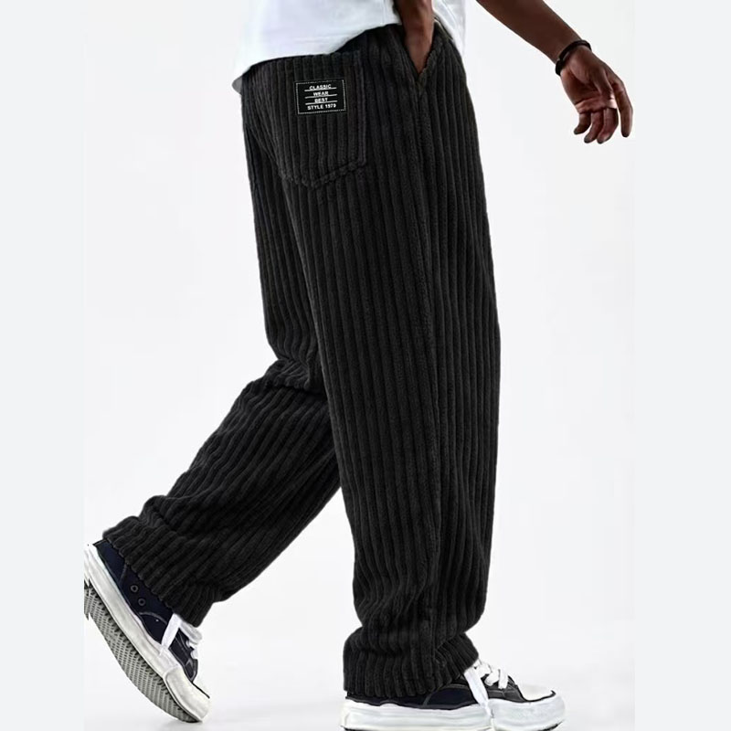 Pantalons décontractés pour hommes, pantalons en velours côtelé, coupe ample, vintage, pantalons baggy, pantalons de survêtement droits, taille élastique, cordon de serrage, streetwear de plein air