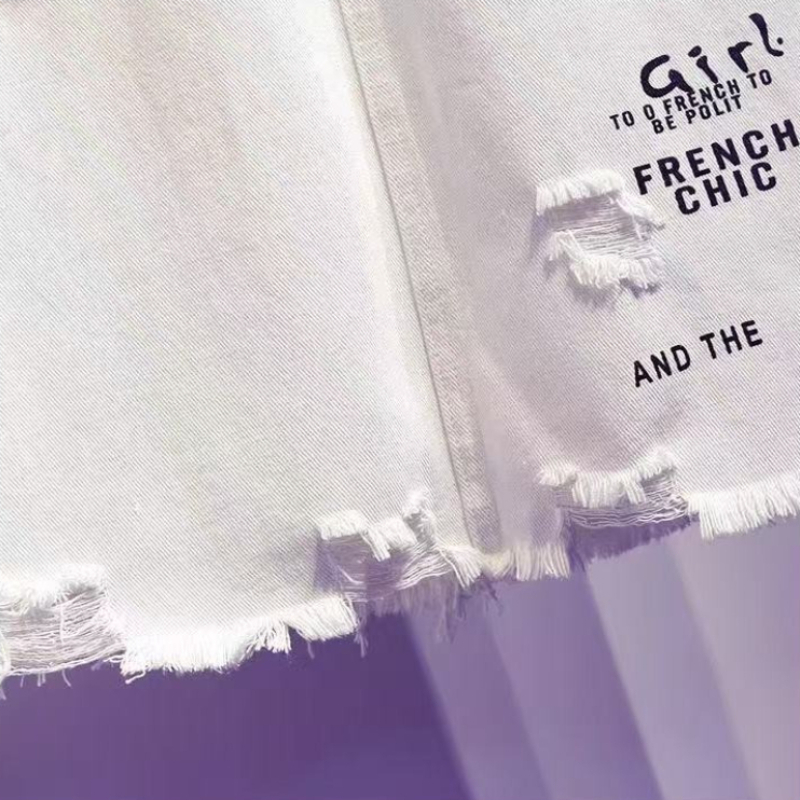 Jupe longue en denim blanc pour femme, surdimensionnée, grande taille, lettre imprimée, style coréen, mode, nouveau, 2025