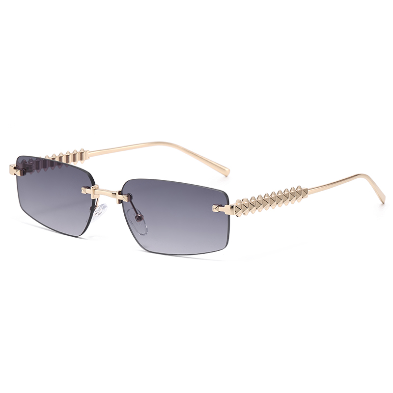 Sans monture petite monture carrée lunettes de soleil femmes Style Punk couleur lentille lunettes de soleil Vintage jambes irrégulières lunettes dames Oculos