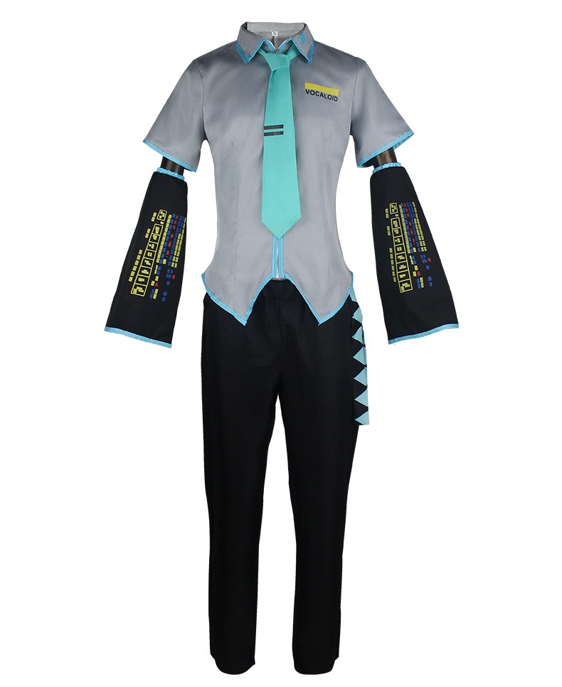 Costume de Cosplay Miku pour hommes, Costume gris en tissu, uniforme de Style masculin, chemise et pantalon, cravate, tenue complète, Performance Anime Cos