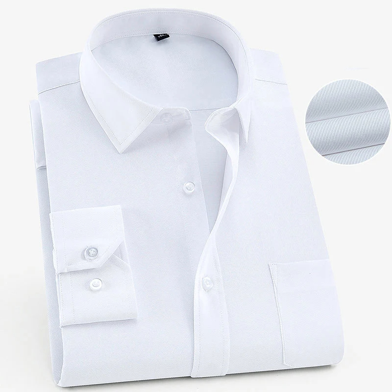 Chemise d'affaires à manches longues pour hommes, grande taille 8XL 7XL 6XL, printemps automne, couleur unie sociale, fête de mariage, bureau, chemises blanches
