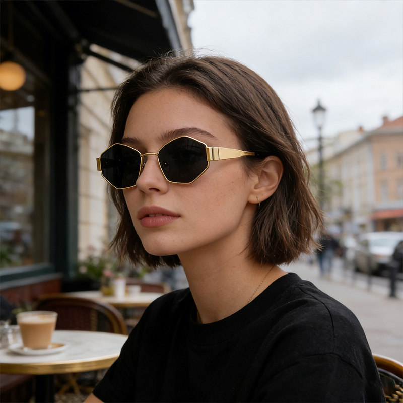 Lot de 1/2/5 Lunettes de Soleil Tendance Hexagonales pour Hommes et Femmes, Accessoire Métallique, Lunettes de Cyclisme d'Extérieur