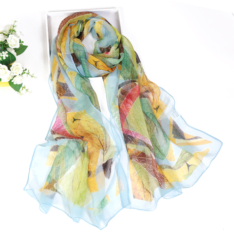 Foulard en mousseline de soie georgette pour femme, écharpe bandana, long châle d'été, élégant, fin et respirant