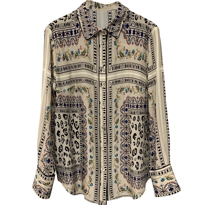 Chemise à manches longues imprimée InjRevers pour femme, haut ajusté, chemise Mulberry rétro, haute qualité, Y2K, nouveau