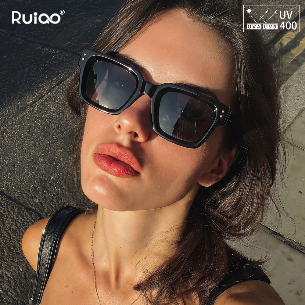 Ruiao 2026 Lunettes de soleil de luxe haut de gamme, design noir, pour homme, monture carrée, lunettes de soleil homme, gafas de sol hombre