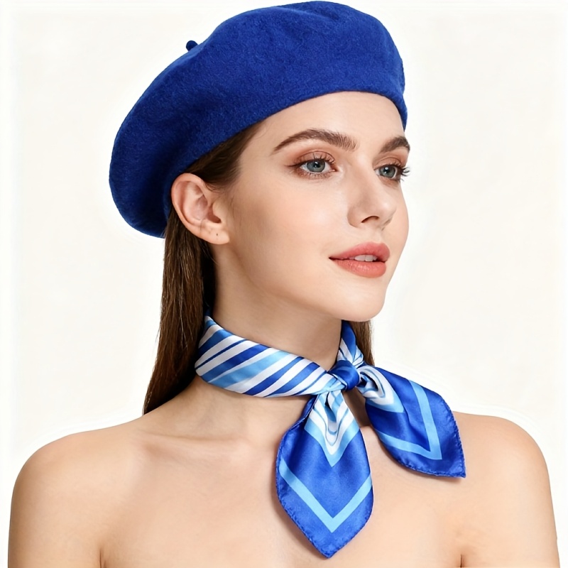 Ensemble chapeau et écharpe pour femme, 2 pièces, pour l'automne et l'hiver, béret pour femme avec nœud papillon, petit foulard carré, adapté aux chapeaux décoratifs pour femme