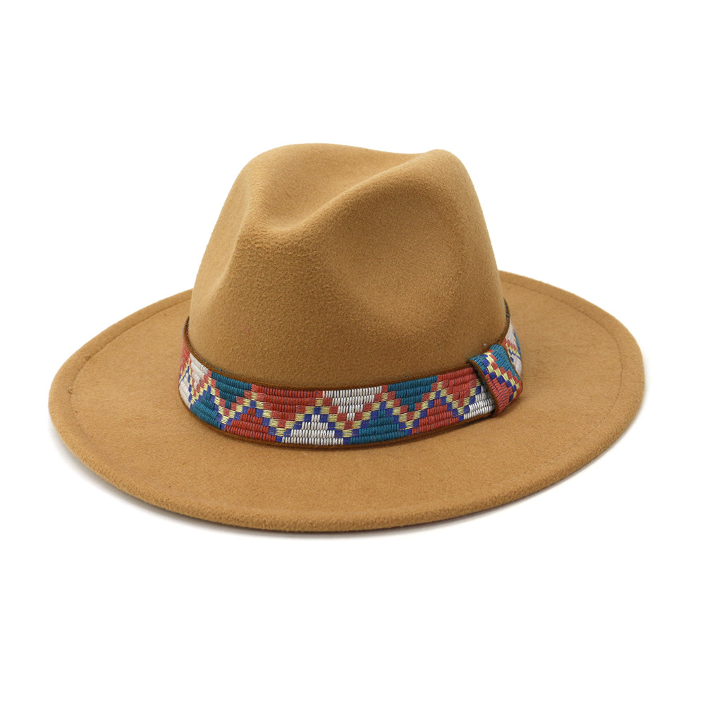 QBHAT Fedora chapeaux avec bande de coton à large bord femmes hommes feutré Jazz casquette Trilby élégant dames fête mariage église robes chapeau
