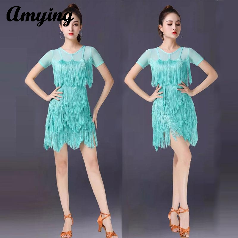 Tenue de danse latine pour femmes, tenue d'entraînement, robe Sexy d'entraînement, ensemble professionnel, tenue de Performance à franges multicouches, nouvelle collection