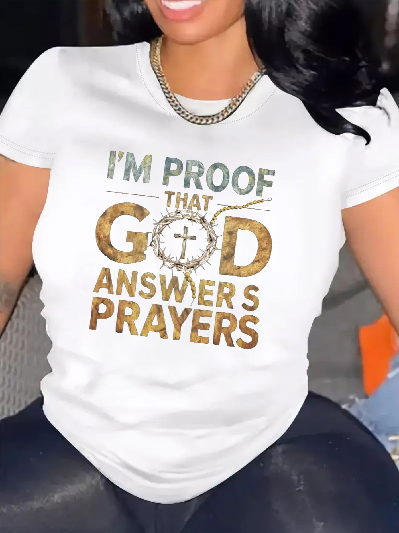 T-shirt pour femme « Je suis une preuve que Dieu répond aux prières » - Motif inspiré de la foi, haut décontracté chrétien inspirant