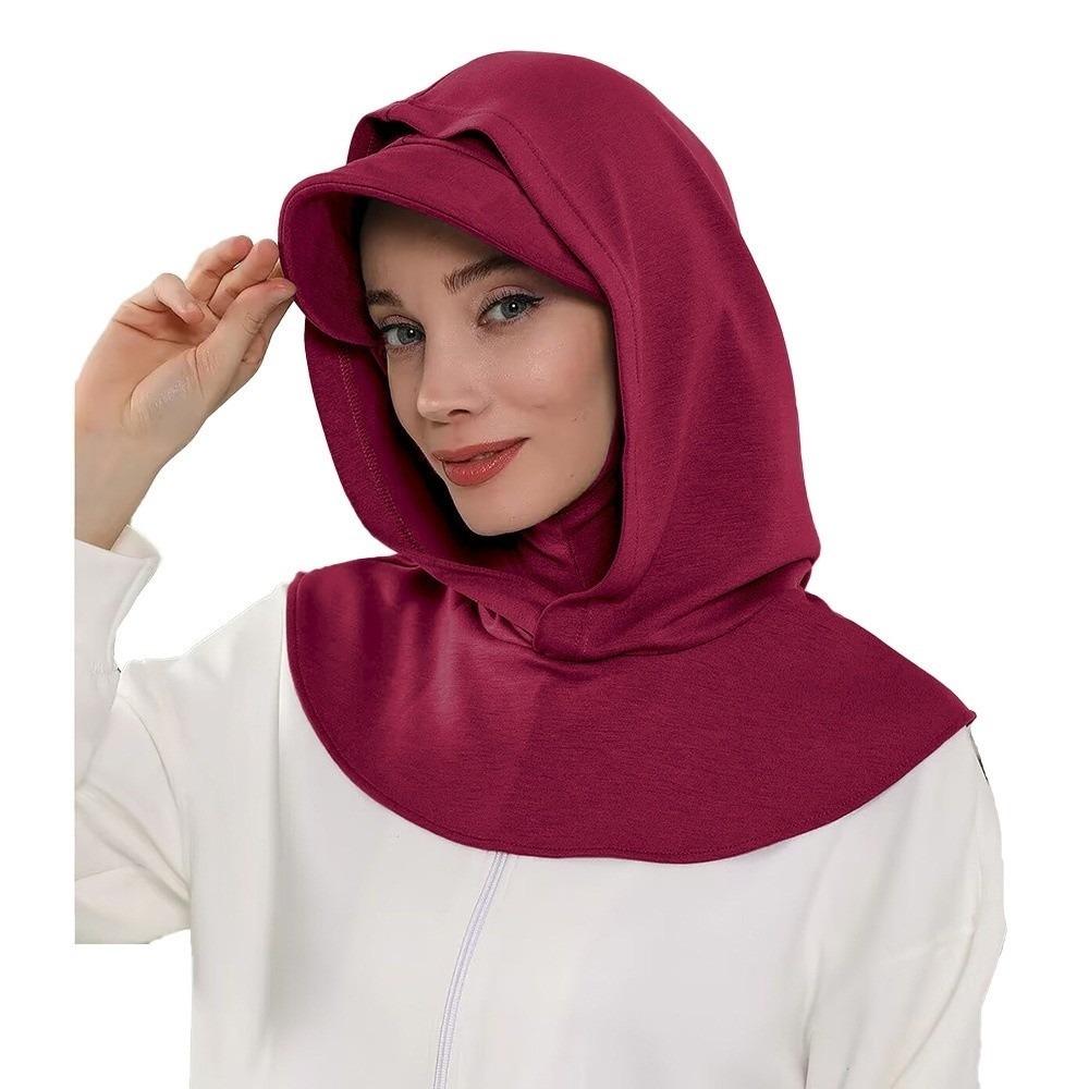 Bonnet Hijab Premium à Couverture Complète, Couleur Unie, Prêt-à-porter, Turban Musulman Double Couche pour Femme