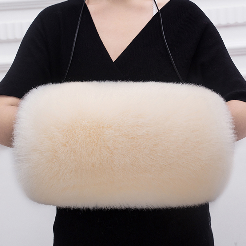 Femmes hiver manchon moelleux chauffe-mains épaissir fausse fourrure gants chauds doux hiver chaud fourrure mitaines manches chaudes