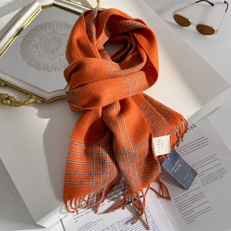 Luxe 100% laine écharpe femmes Plaid cachemire mouchoir chaud hiver femme châle paréo doux hommes Bufanda britannique coréen écharpe