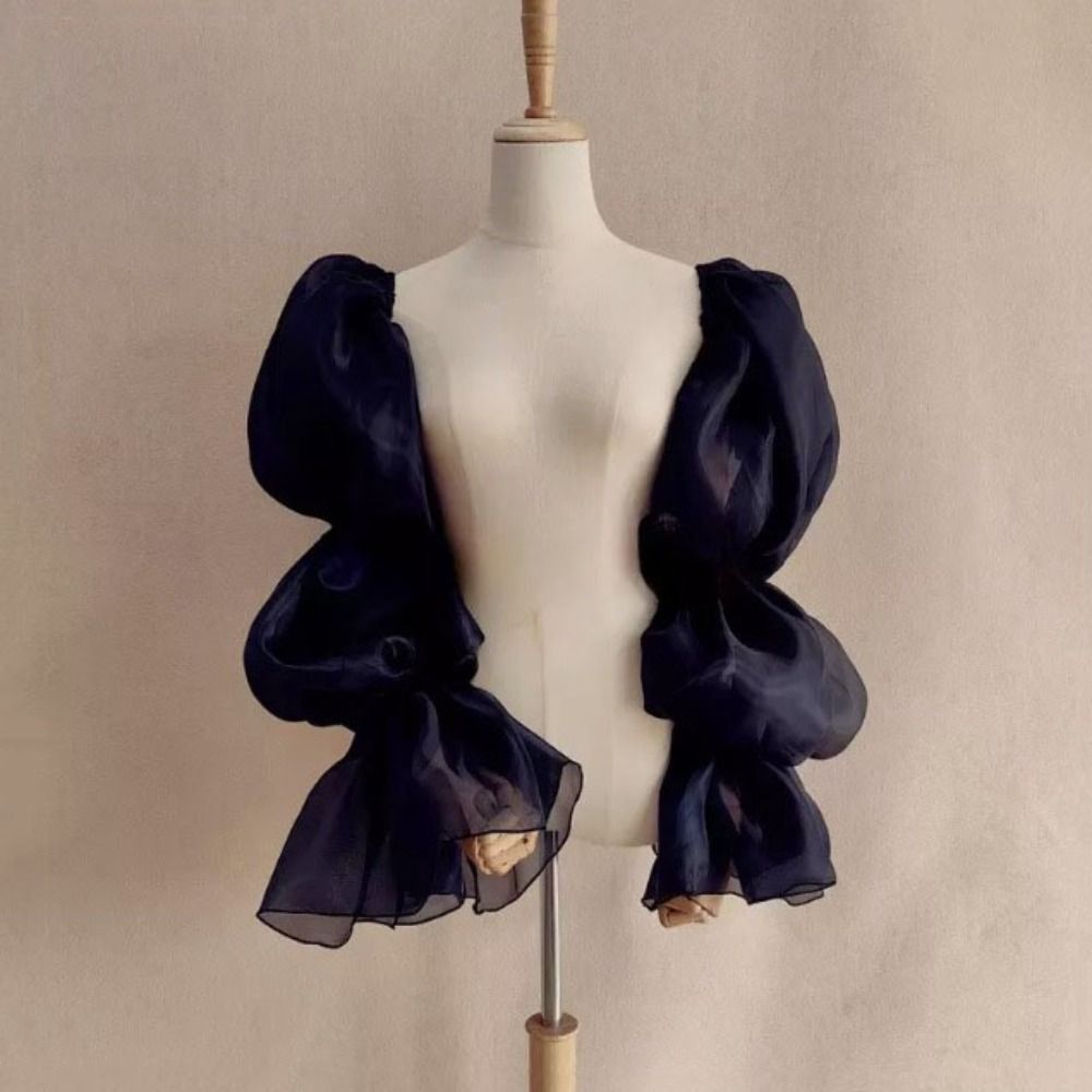 Manches de mariée élégantes et tendance, style féerique, avec nœud, à volants, détachables, pour robe de soirée