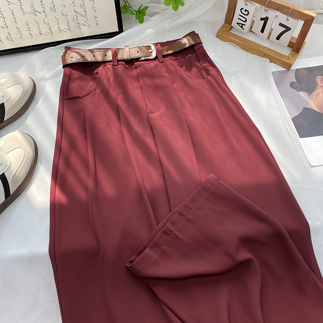Coréen taille haute ceinture pantalon à jambes larges femmes automne mode solide costume pantalon Harajuku Baggy bureau dame décontracté pantalon droit
