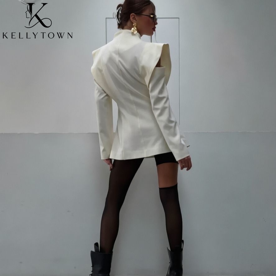 Blazer surdimensionné noir pour femme 2026 avec revers châle, chemisier structuré à épaules cintrées, manteau à manches longues pour automne-hiver