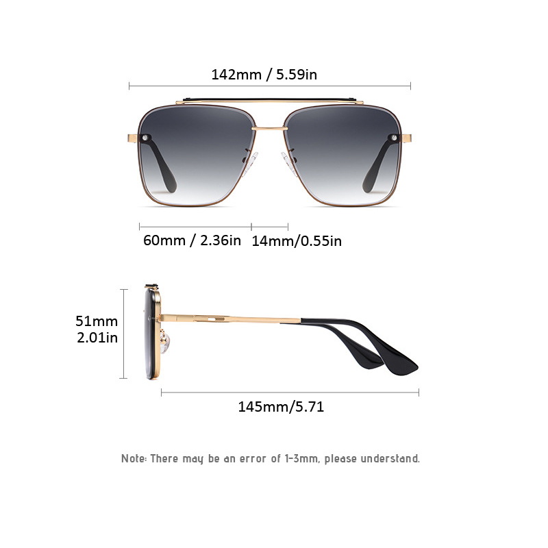 Lunettes de soleil dégradées pour hommes, grandes lunettes de soleil à monture métallique pour femmes